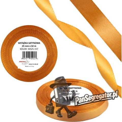 Wstążka satynowa 25mm/32m WS25-157 nagietkowy BREWIS