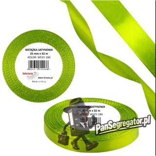 Wstążka satynowa 25mm/32m WS25-184 zieleń wiosenna BREWIS