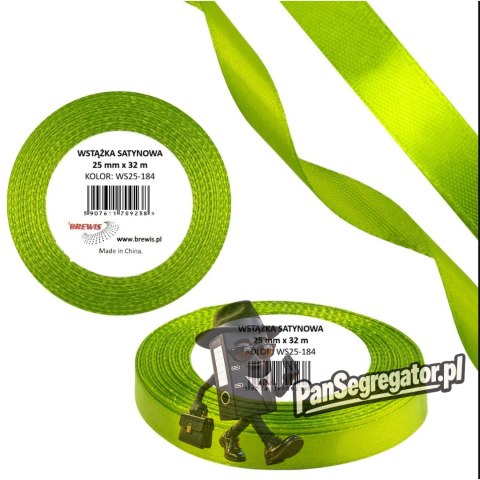 Wstążka satynowa 25mm/32m WS25-184 zieleń wiosenna BREWIS