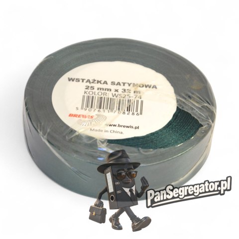 Wstążka satynowa 25mm/32m butelkowa zieleń WS25-74 BREWIS