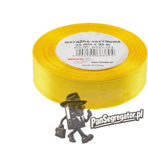 Wstążka satynowa 25mm/32m jasny żółty 143 BREWIS