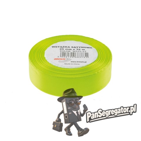 Wstążka satynowa 25mm/32m limonka BREWIS