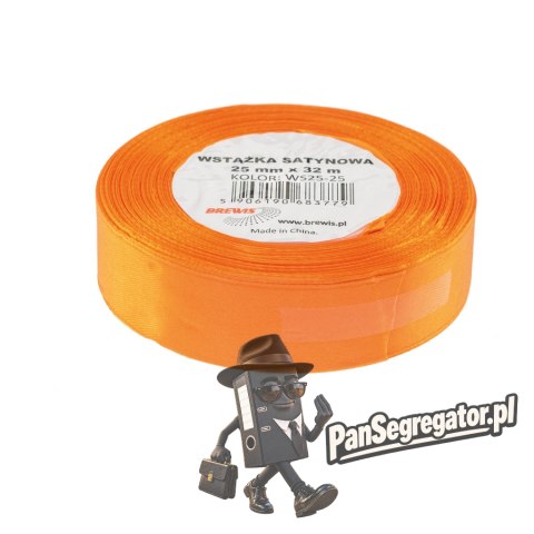 Wstążka satynowa 25mm/32m pomarańczowa BREWIS