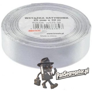 Wstążka satynowa 25mm/32m szary/platynowy BREWIS