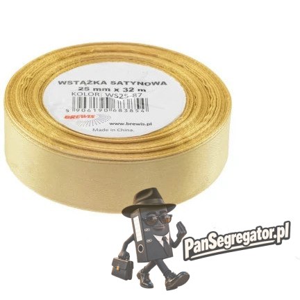 Wstążka satynowa 25mm/32m złota BREWIS