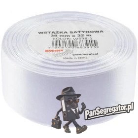 Wstążka satynowa 38mm/32m 1 biała BREWIS