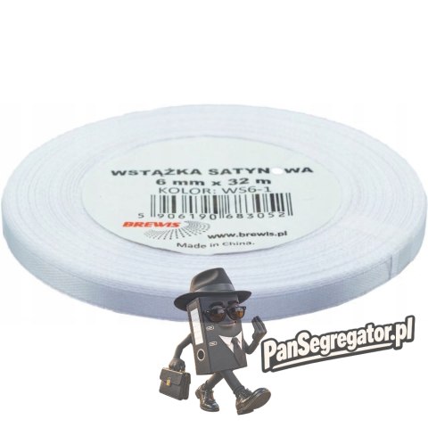 Wstążka satynowa 6mm/32m biała ws6-1 BREWIS