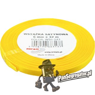 Wstążka satynowa 6mm/32m jasny żółty 143 BREWIS