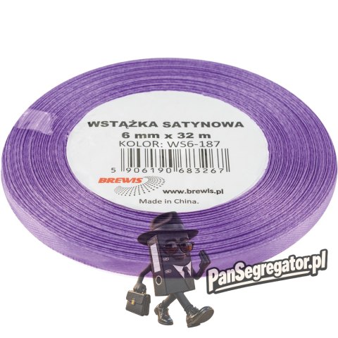 Wstążka satynowa 6mm/32m lawendowa BREWIS