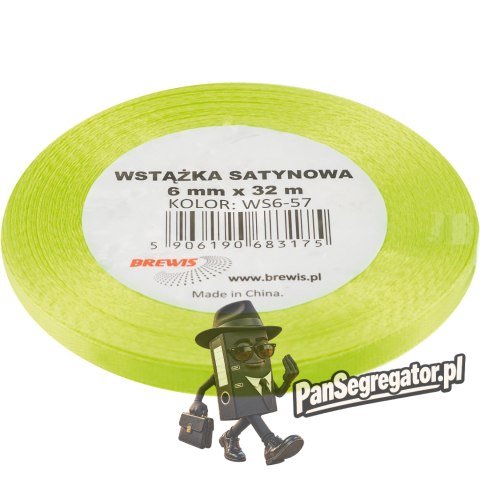 Wstążka satynowa 6mm/32m limonkowy WS6-57 BREWIS