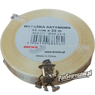 Wstążka satynowa Boże Narodzenie 12mm/22m złota WSX12-6 BREWIS