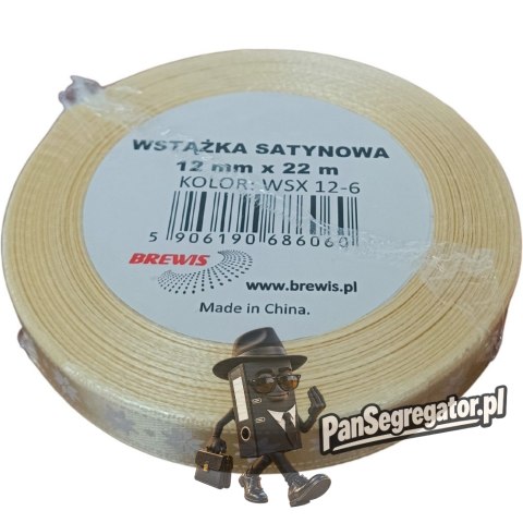 Wstążka satynowa Boże Narodzenie 12mm/22m złota WSX12-6 BREWIS