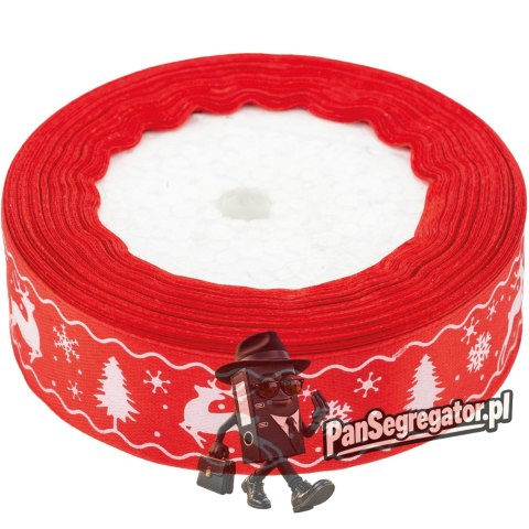Wstążka satynowa Boże Narodzenie 25mm/22m czerwona WSX25-15 BREWIS