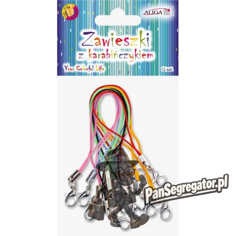 Zawieszki z karabińczykiem mix kolorów 7cm (12 sztuk) PH-8305 ALIGA