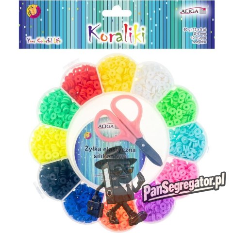 Zestaw Koraliki do nawlekania mix + żyłka + nożyczki PJ-7352 ALIGA