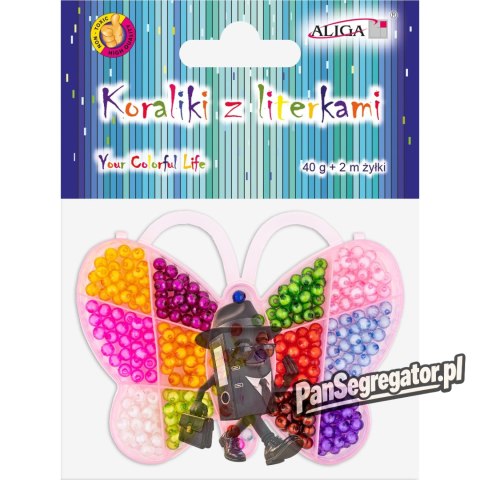 Zestaw koralików plast.w pudełku motyl 8mm, 300szt. PJ-7735 ALIGA