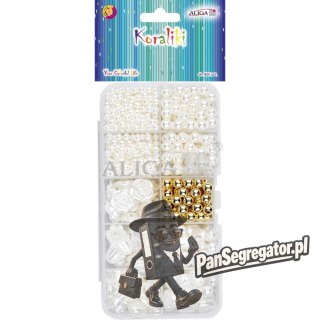 Zestaw koralików plastikowych w pudełku mix kształtów i kolorów ok.800szt. PJ-1120 ALIGA