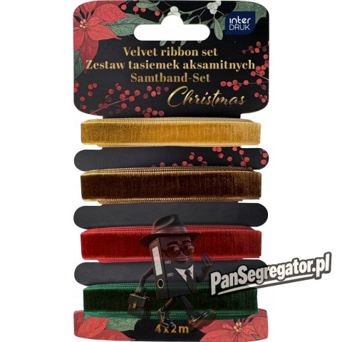 Zestaw tasiemek aksamitnych 4x2m Christmas INTERDRUK