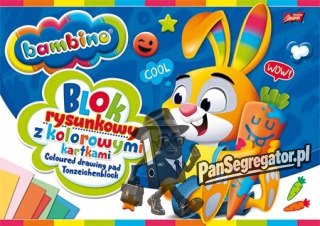 Blok rysunkowy A4 kolorowy 80g. 16kartek BAMBINO