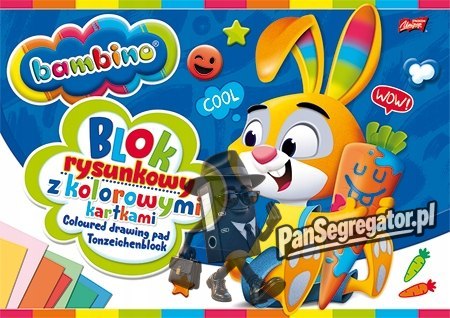 Blok rysunkowy A4 kolorowy 80g. 16kartek BAMBINO
