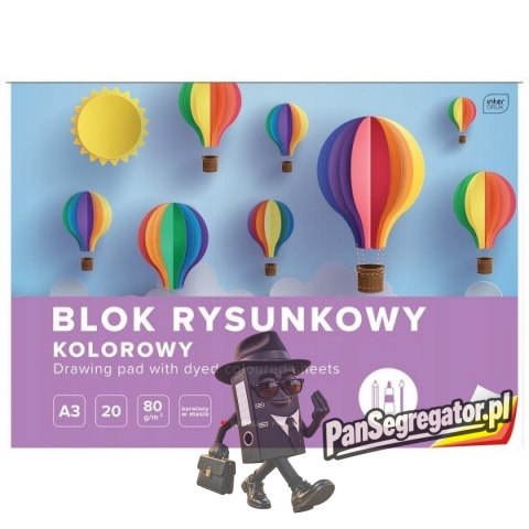 Blok rysunkowy kolorowy A3 20k INTERDRUK