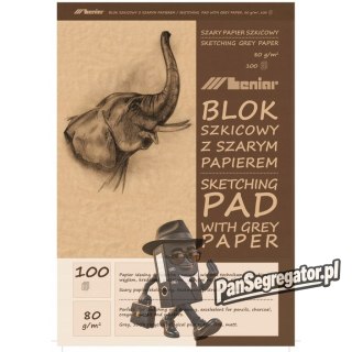 Blok szkicownik A3 100k 80g papier szary 90854 LENIAR