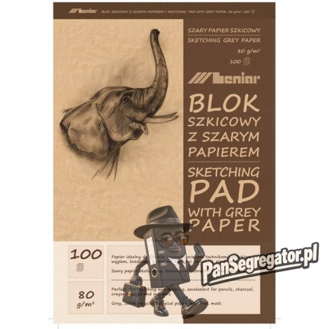 Blok szkicownik A3 100k 80g papier szary 90854 LENIAR