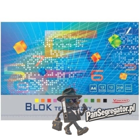 Blok techniczny kolorowy A4 12k 210g Vincent KRESKA