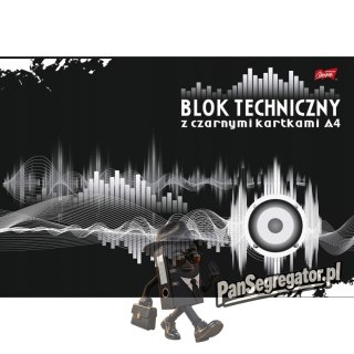Blok techniczny szkolny A4 czarne kartki 10 kartek 180g UNIPAP
