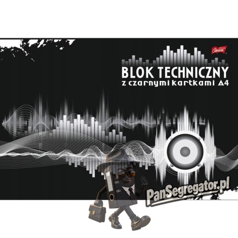 Blok techniczny szkolny A4 czarne kartki 10 kartek 180g UNIPAP