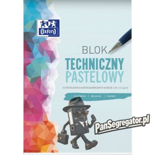 Blok techniczny szkolny A4 pastelowy 10 kartek 225g 400166068 OXFORD