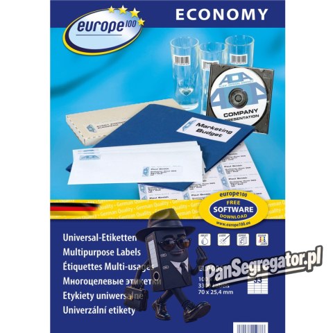 Etykiety ECONOMY A4 białe 70x25.4mm ELA009 AVERY ZWECKFORM