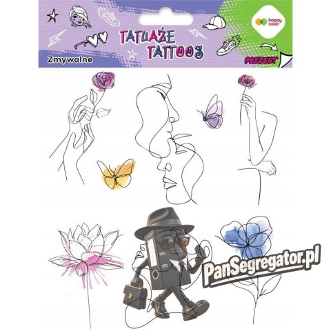 Naklejki TATUAŻE zmywalne LINEART+AQUARELLA 150x200mm HA 4261 1520-UR01 Happy Color