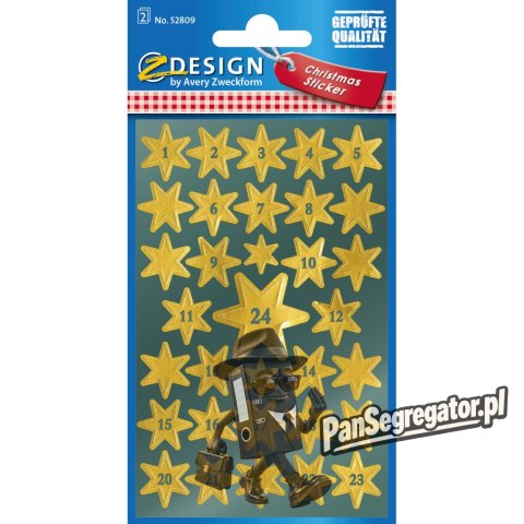 Naklejki Z-Design - złote gwiazdy z cyframi 52809 AVERY ZWECKFORM