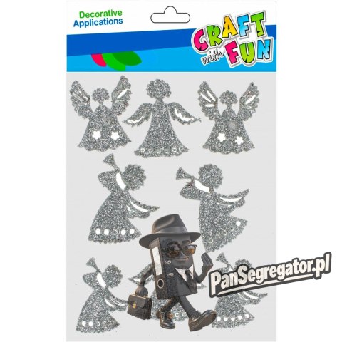 Naklejki brokatowe ANIOŁKI srebrne 8szt. 521738 Craft with Fun