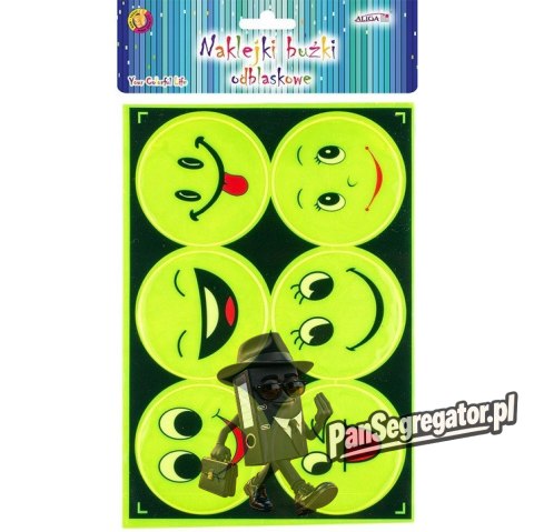 Naklejki buźki odblaskowe śr.7cm (6 szt) NKB-5824 ALIGA