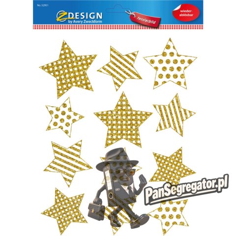 Naklejki foliowe Z-Design na okno - złote gwiazdki 52951 AVERY ZWECKFORM