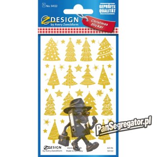 Naklejki foliowe z transparentnym tłem - złote choinki i gwiazdki Z-Design 54122 AVERY ZWECKFORM