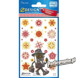 Naklejki foliowe z transparentnym tłem - złoto-czerwone gwiazdy Z-Design 54123 AVERY ZWECKFORM