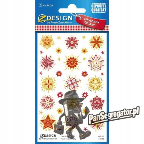 Naklejki foliowe z transparentnym tłem - złoto-czerwone gwiazdy Z-Design 54123 AVERY ZWECKFORM
