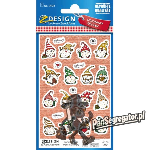 Naklejki papierowe z tłoczeniami - świąteczne skrzaty Z-Design 54124 AVERY ZWECKFORM
