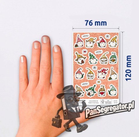 Naklejki papierowe z tłoczeniami - świąteczne skrzaty Z-Design 54124 AVERY ZWECKFORM