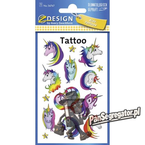 Naklejki tatuaże dla dzieci JEDNOROŻEC 56767 Z-DESIGN KIDS TATTOO AVERY ZWECKFORM