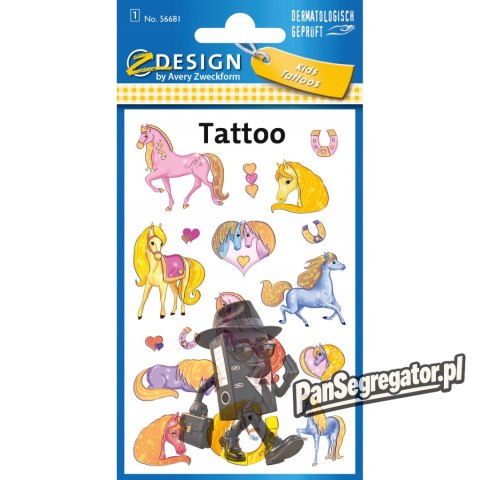 Naklejki tatuaże dla dzieci KONIKI 56681 Z-DESIGN KIDS TATTOO AVERY ZWECKFORM