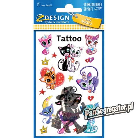 Naklejki tatuaże dla dzieci KOTY 56675 Z-DESIGN KIDS TATTOO AVERY ZWECKFORM