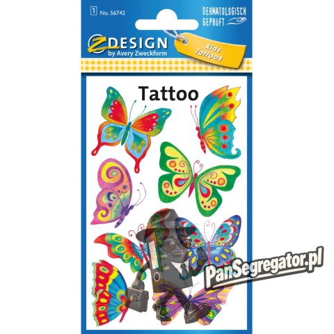 Naklejki tatuaże dla dzieci MOTYLE 56742 Z-DESIGN KIDS TATTOO AVERY ZWECKFORM