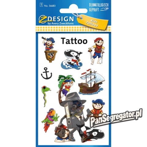 Naklejki tatuaże dla dzieci PIRACI 56683 Z-DESIGN KIDS TATTOO AVERY ZWECKFORM