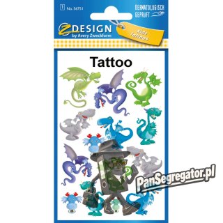 Naklejki tatuaże dla dzieci SMOKI 56751 Z-DESIGN KIDS TATTOO AVERY ZWECKFORM