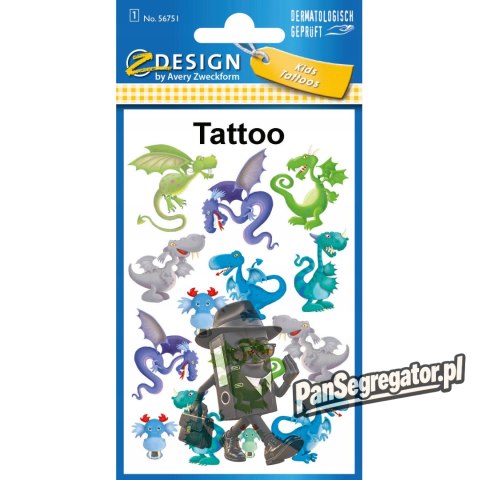 Naklejki tatuaże dla dzieci SMOKI 56751 Z-DESIGN KIDS TATTOO AVERY ZWECKFORM