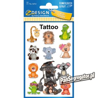 Naklejki tatuaże dla dzieci ZWIERZĄTKA 56761 Z-DESIGN KIDS TATTOO AVERY ZWECKFORM
